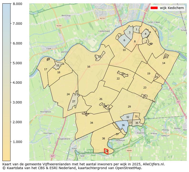 Afbeelding van de wijk Kedichem op de kaart.