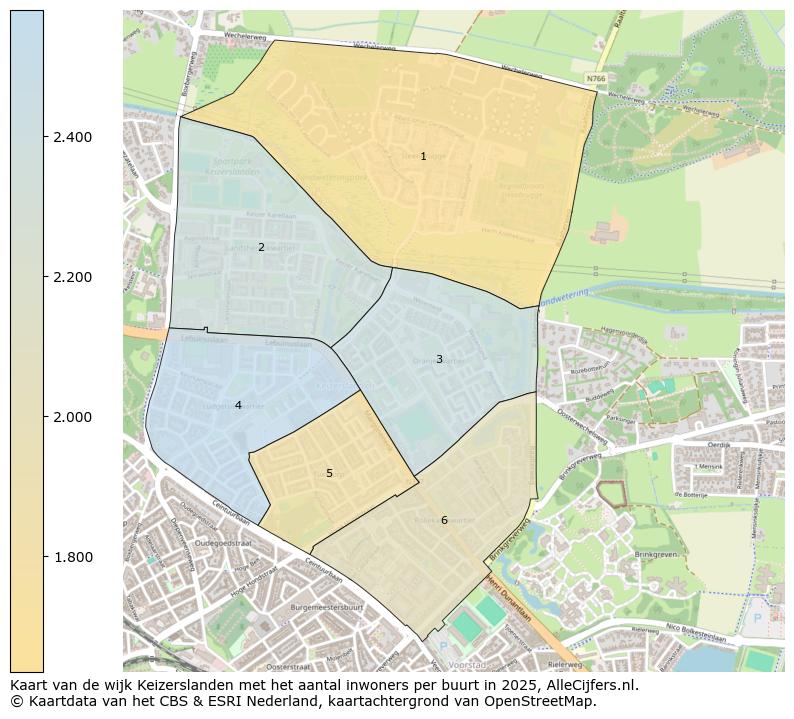 Afbeelding van de wijk Keizerslanden op de kaart.