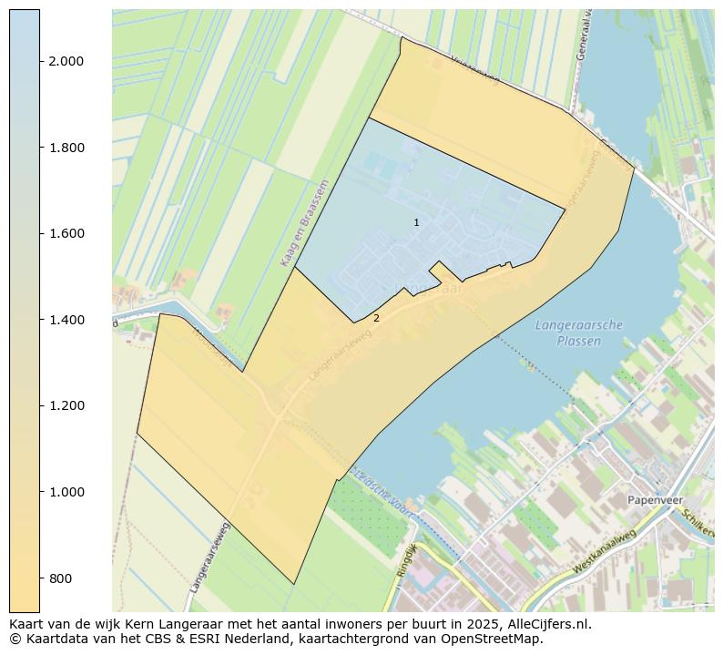 Afbeelding van de wijk Kern Langeraar op de kaart.