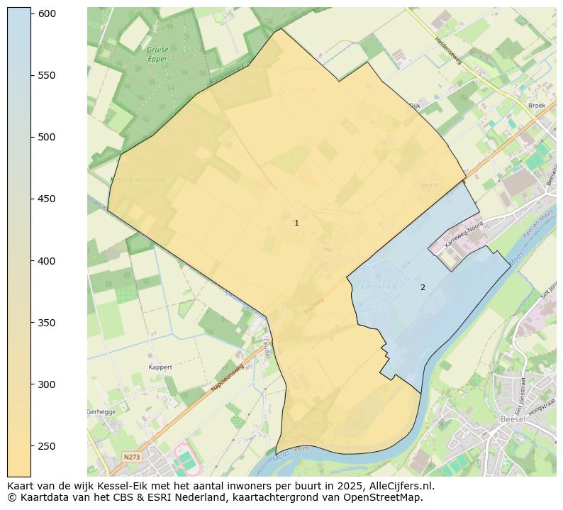 Afbeelding van de wijk Kessel-Eik op de kaart.