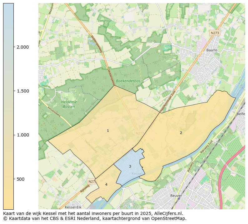 Afbeelding van de wijk Kessel op de kaart.