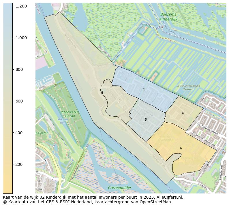 Afbeelding van de wijk Kinderdijk op de kaart.