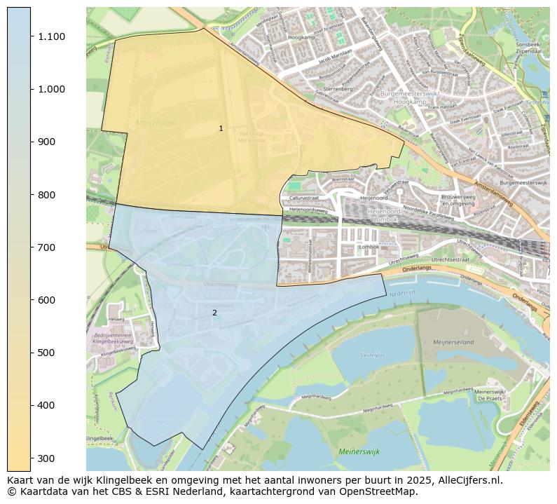 Afbeelding van de wijk Klingelbeek en omgeving op de kaart.