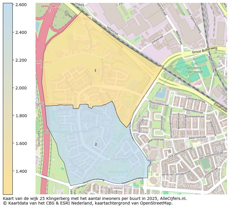 Afbeelding van de wijk Klingerberg op de kaart.