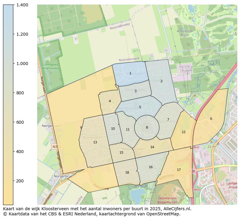 Afbeelding van de wijk Kloosterveen op de kaart.