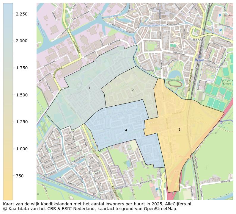 Afbeelding van de wijk Koedijkslanden op de kaart.