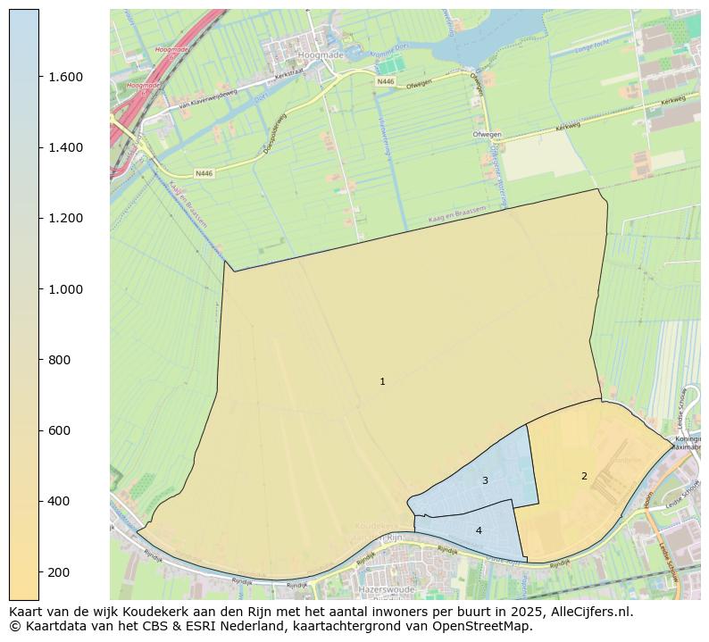 Afbeelding van de wijk Koudekerk aan den Rijn op de kaart.