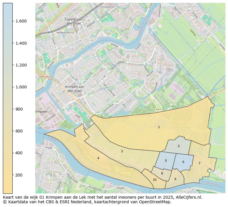 Afbeelding van de wijk Krimpen aan de Lek op de kaart.