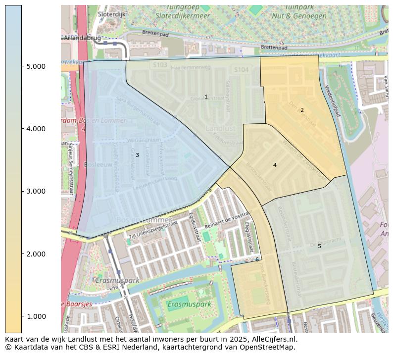 Afbeelding van de wijk Landlust op de kaart.