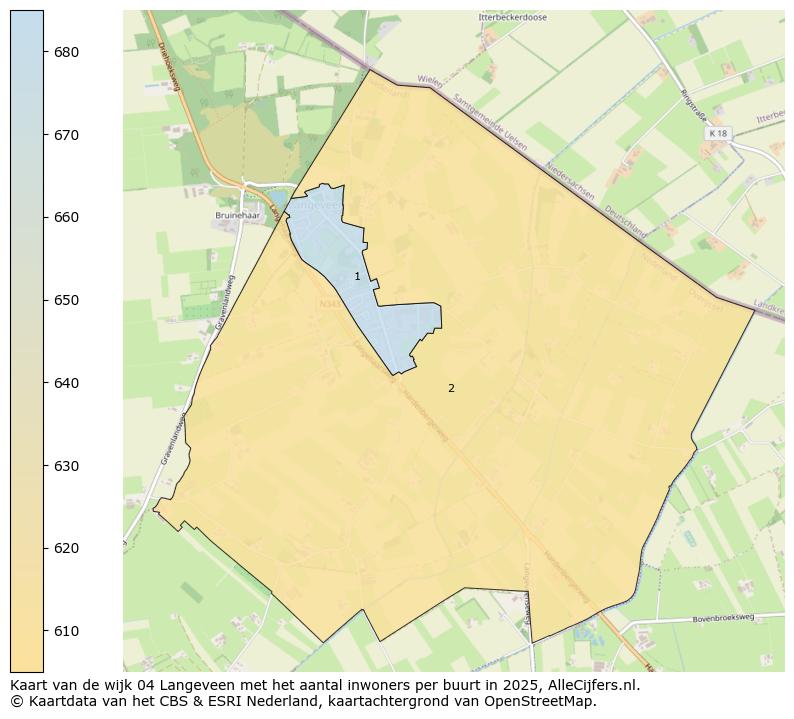 Afbeelding van de wijk Langeveen op de kaart.