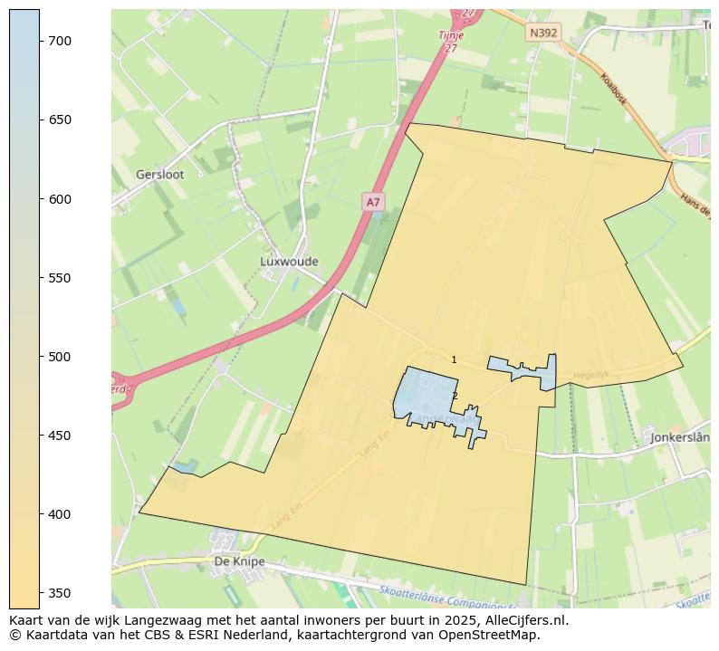 Afbeelding van de wijk Langezwaag op de kaart.