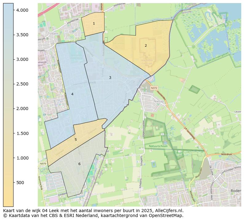 Afbeelding van de wijk Leek op de kaart.