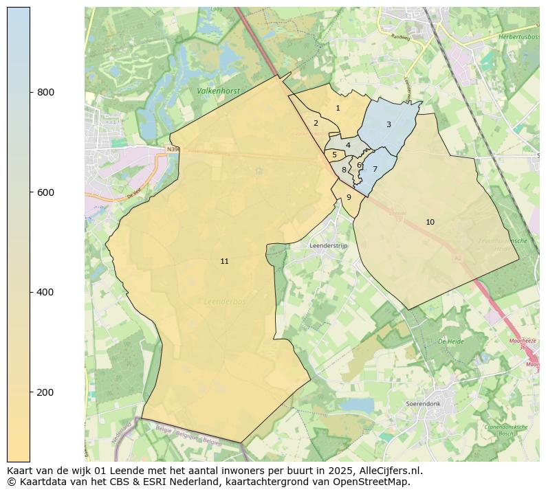 Afbeelding van de wijk Leende op de kaart.