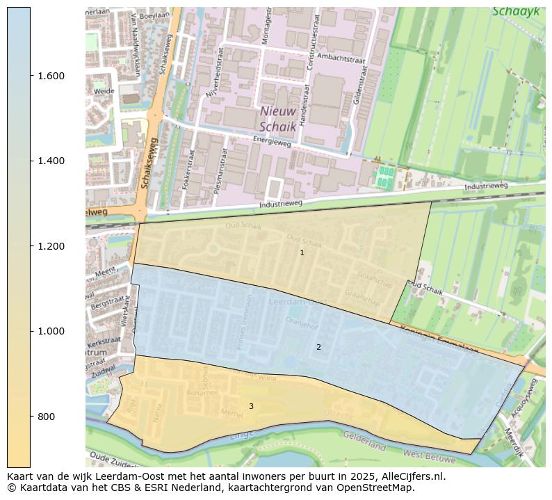 Afbeelding van de wijk Leerdam-Oost op de kaart.