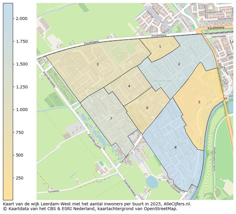Afbeelding van de wijk Leerdam-West op de kaart.