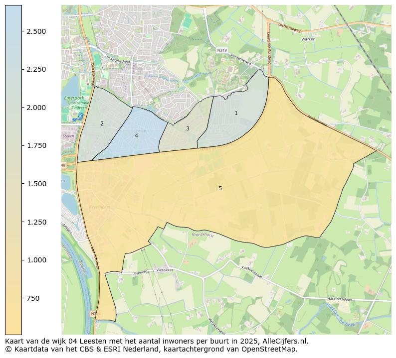 Afbeelding van de wijk Leesten op de kaart.