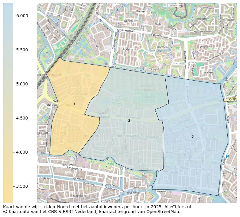 Afbeelding van de wijk Leiden-Noord op de kaart.