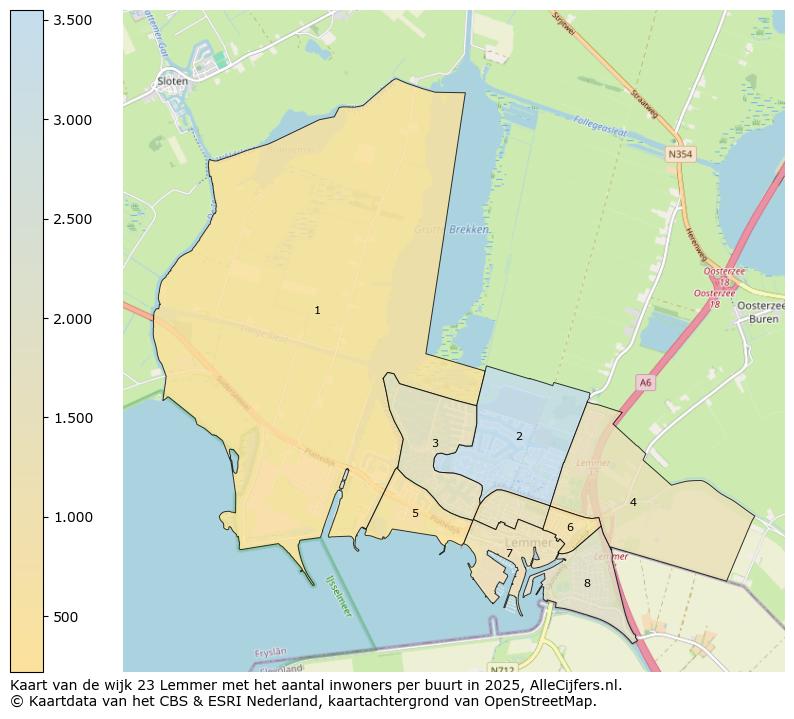 Afbeelding van de wijk Lemmer op de kaart.