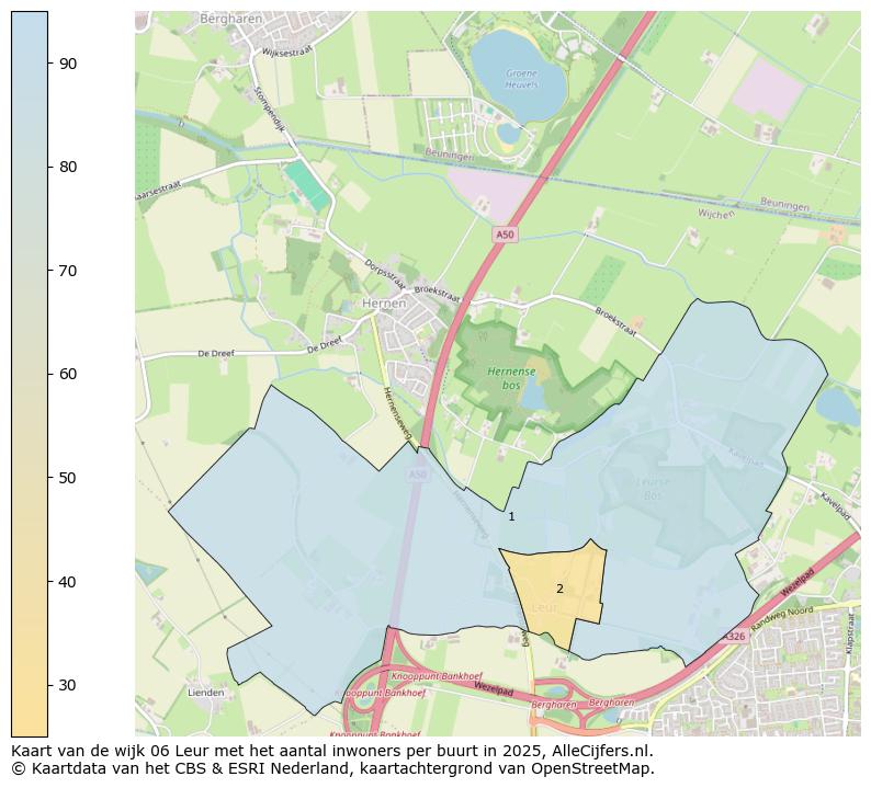 Afbeelding van de wijk Leur op de kaart.
