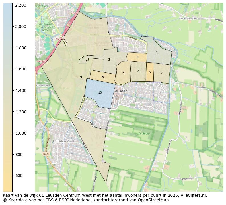 Afbeelding van de wijk Leusden-Centrum West op de kaart.