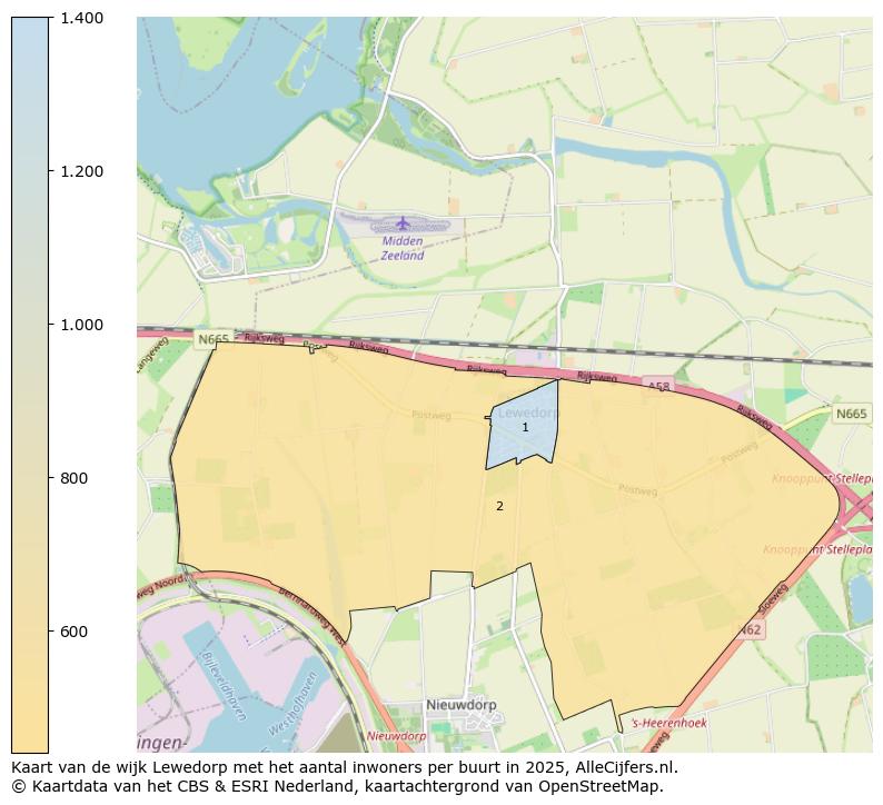 Afbeelding van de wijk Lewedorp op de kaart.