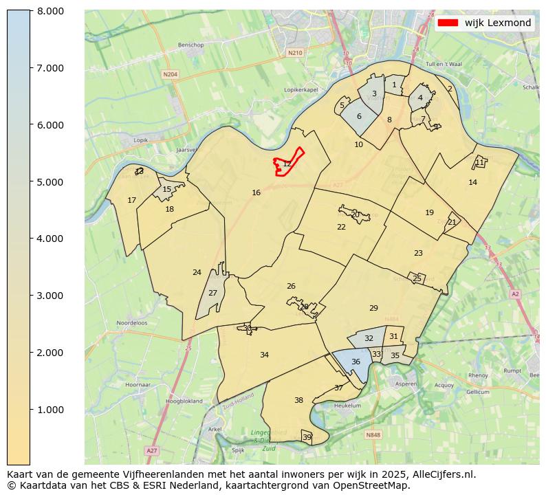 Afbeelding van de wijk Lexmond op de kaart.