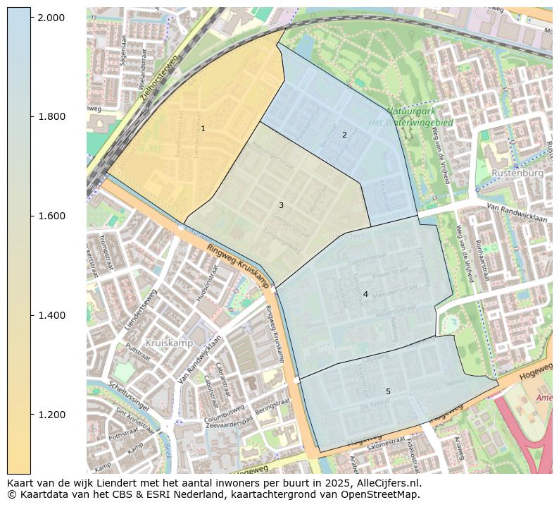 Afbeelding van de wijk Liendert op de kaart.