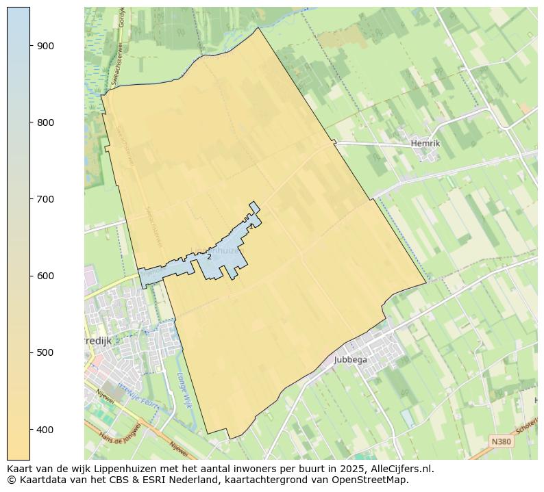 Afbeelding van de wijk Lippenhuizen op de kaart.