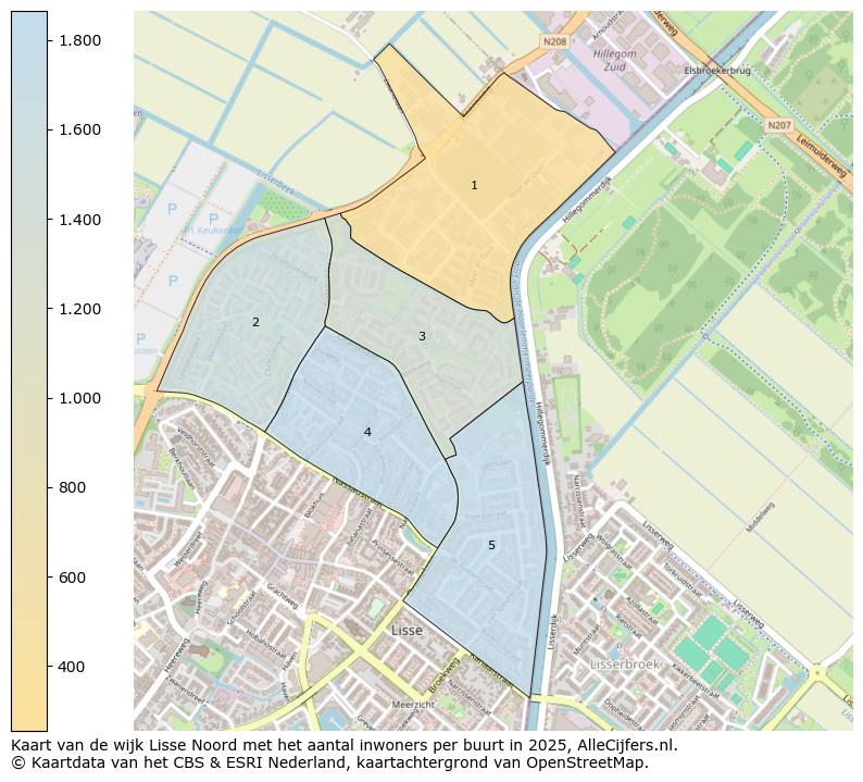 Afbeelding van de wijk Lisse Noord op de kaart.