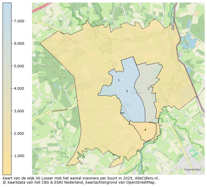 Afbeelding van de wijk Losser op de kaart.