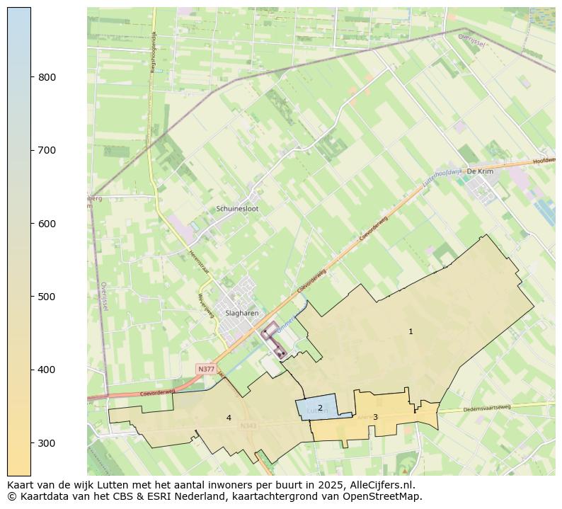 Afbeelding van de wijk Lutten op de kaart.