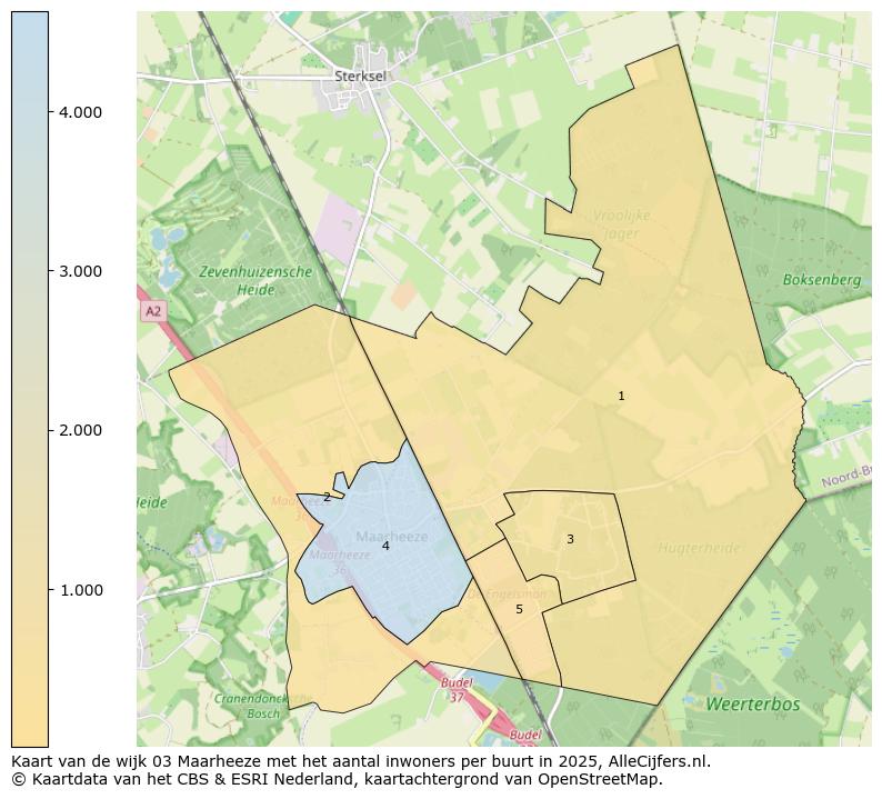 Afbeelding van de wijk Maarheeze op de kaart.