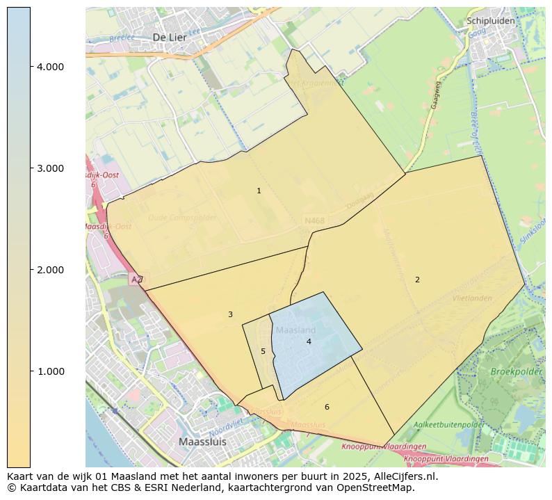 Afbeelding van de wijk Maasland op de kaart.