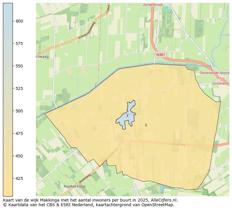 Afbeelding van de wijk Makkinga op de kaart.