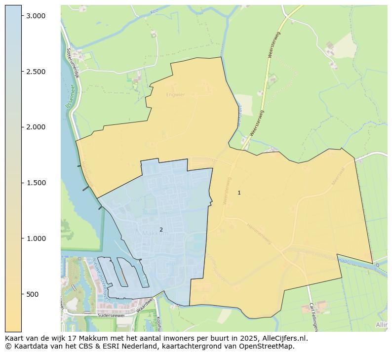 Afbeelding van de wijk Makkum op de kaart.