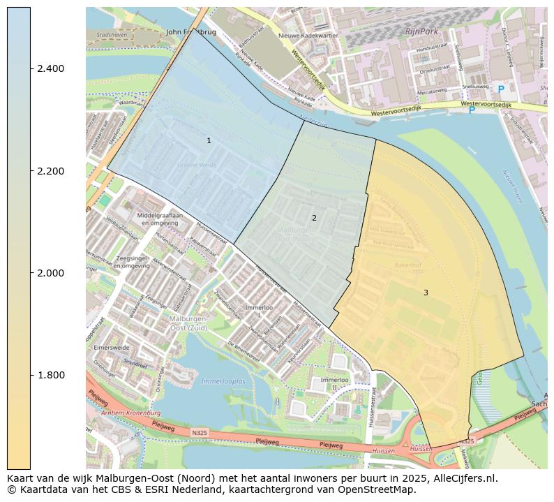 Afbeelding van de wijk Malburgen-Oost (Noord) op de kaart.