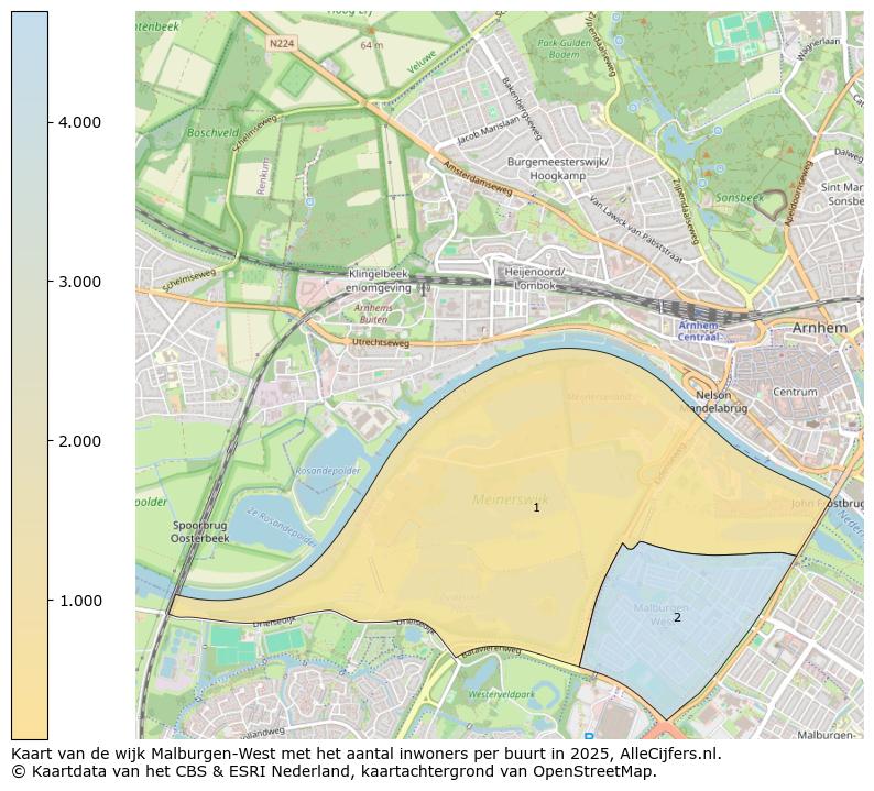 Afbeelding van de wijk Malburgen-West op de kaart.