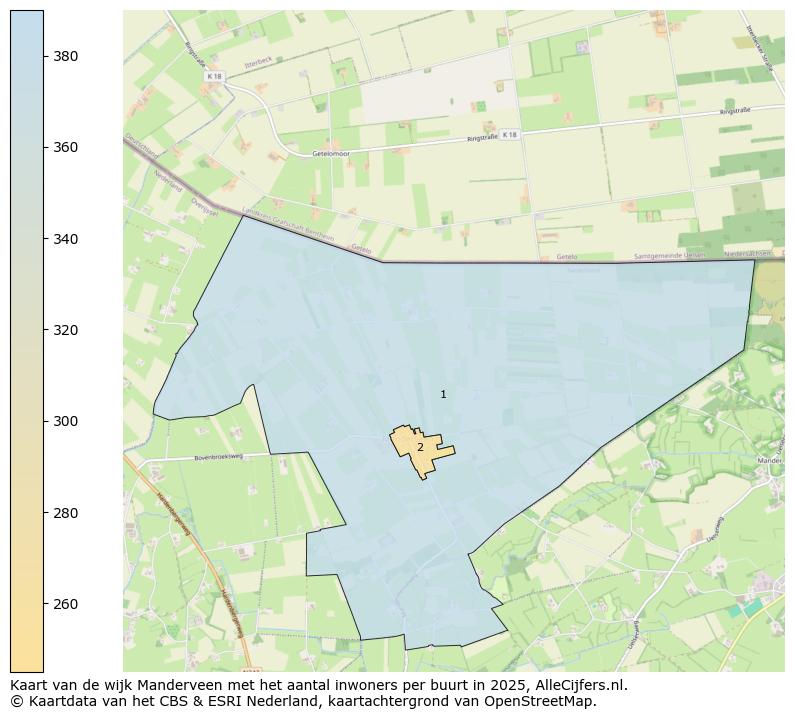 Afbeelding van de wijk Manderveen op de kaart.