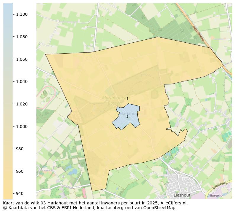 Afbeelding van de wijk Mariahout op de kaart.