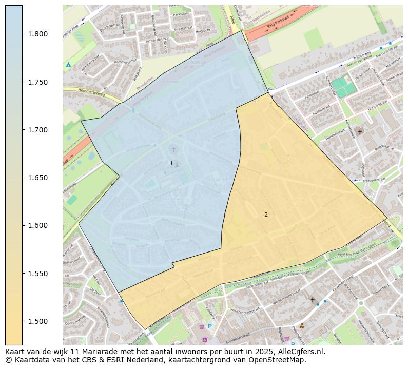 Afbeelding van de wijk Mariarade op de kaart.
