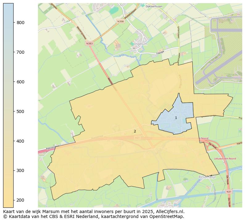 Afbeelding van de wijk Marsum op de kaart.