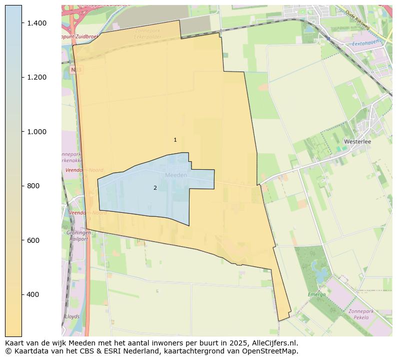 Afbeelding van de wijk Meeden op de kaart.