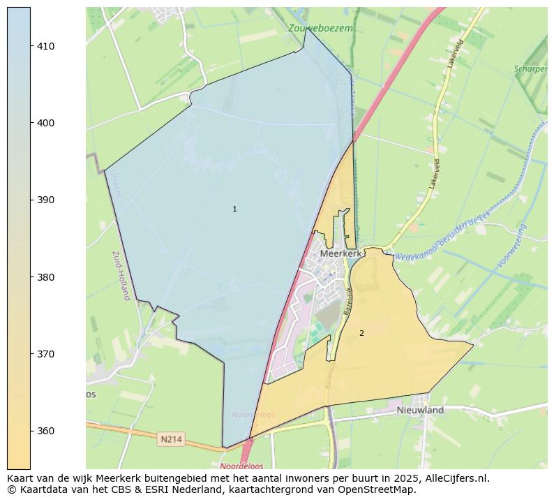 Afbeelding van de wijk Meerkerk buitengebied op de kaart.