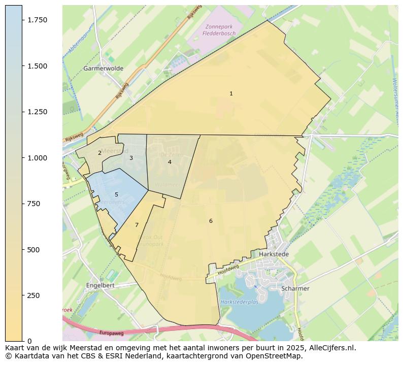 Afbeelding van de wijk Meerstad en omgeving op de kaart.