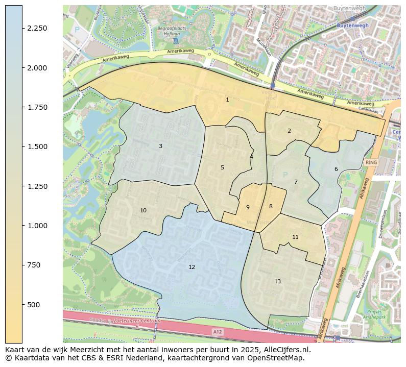 Afbeelding van de wijk Meerzicht op de kaart.
