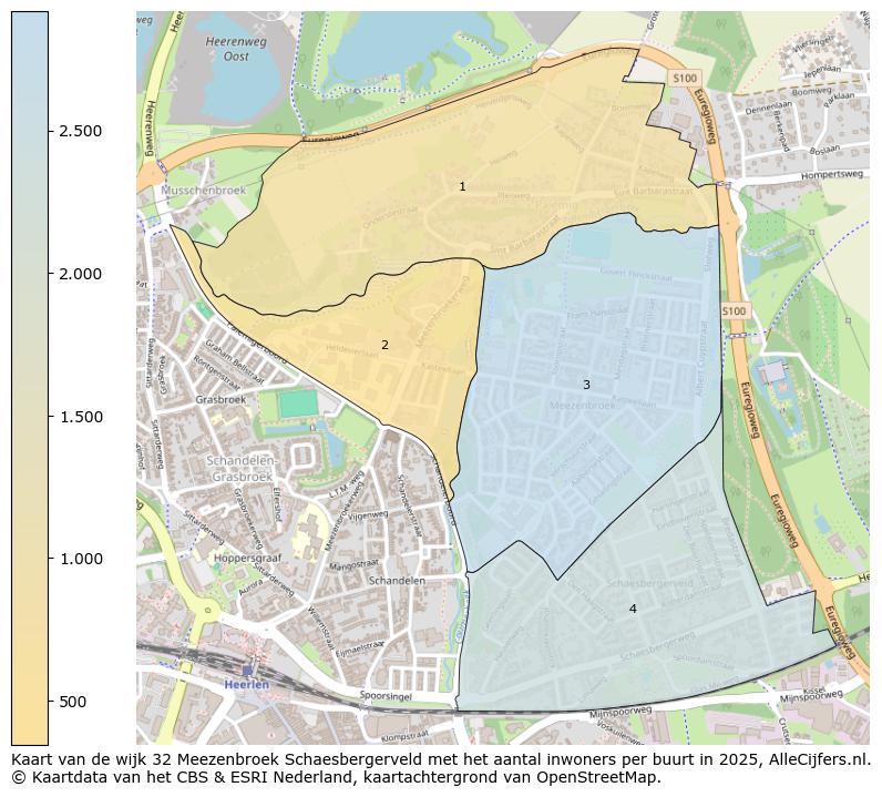 Afbeelding van de wijk Meezenbroek-Schaesbergerveld op de kaart.