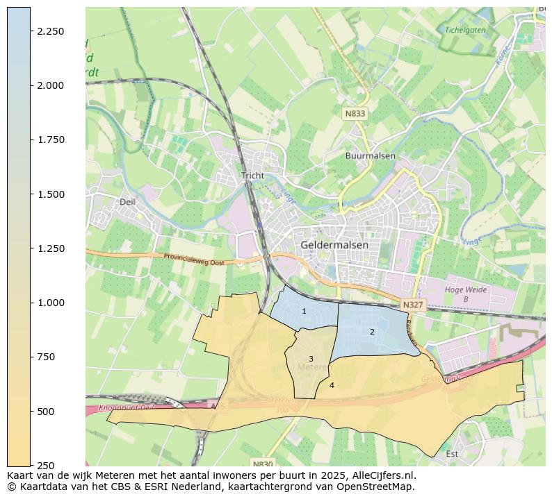 Afbeelding van de wijk Meteren op de kaart.