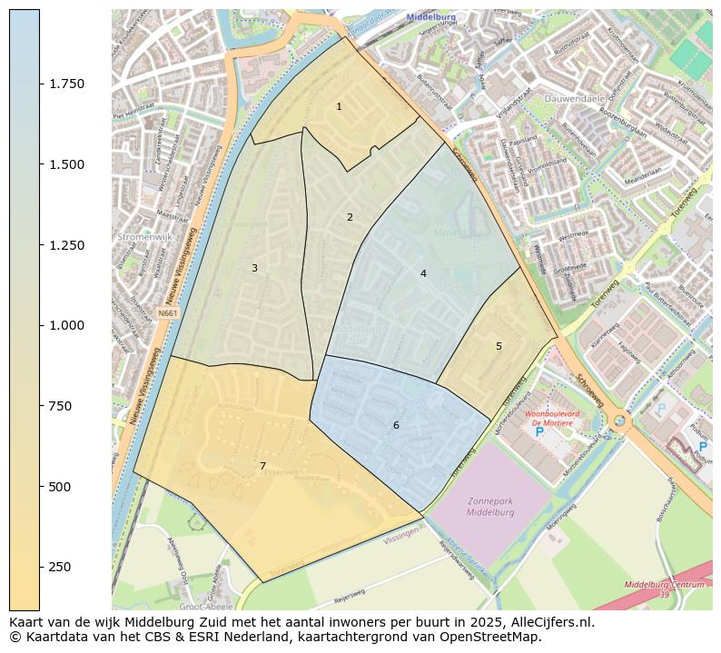 Afbeelding van de wijk Middelburg Zuid op de kaart.