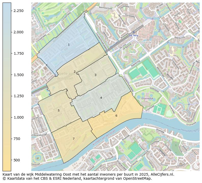 Afbeelding van de wijk Middelwatering Oost op de kaart.