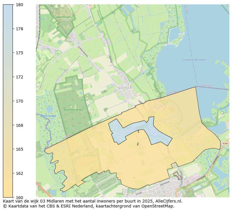 Afbeelding van de wijk Midlaren op de kaart.